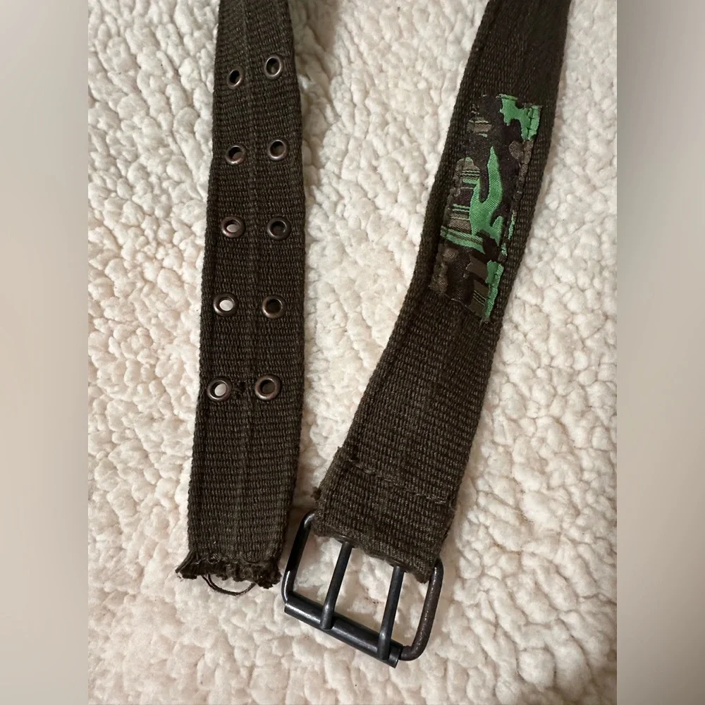 Boy’s Olive Green and Brown Canvas Camo Military Style Belt
